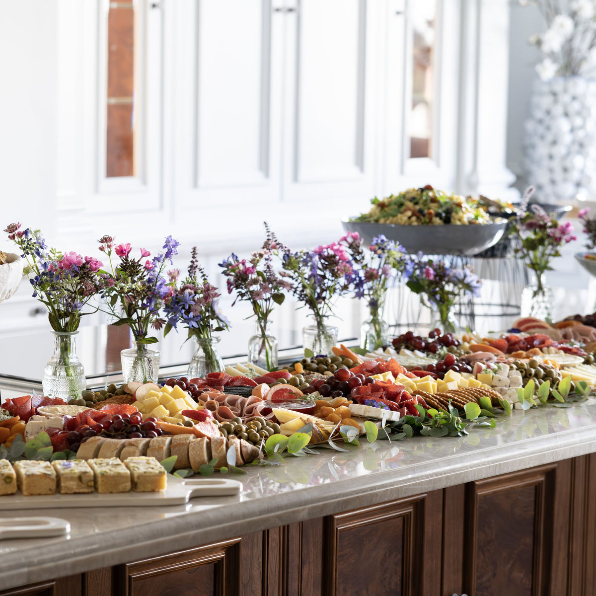 A long halal charcuterie grazing table 