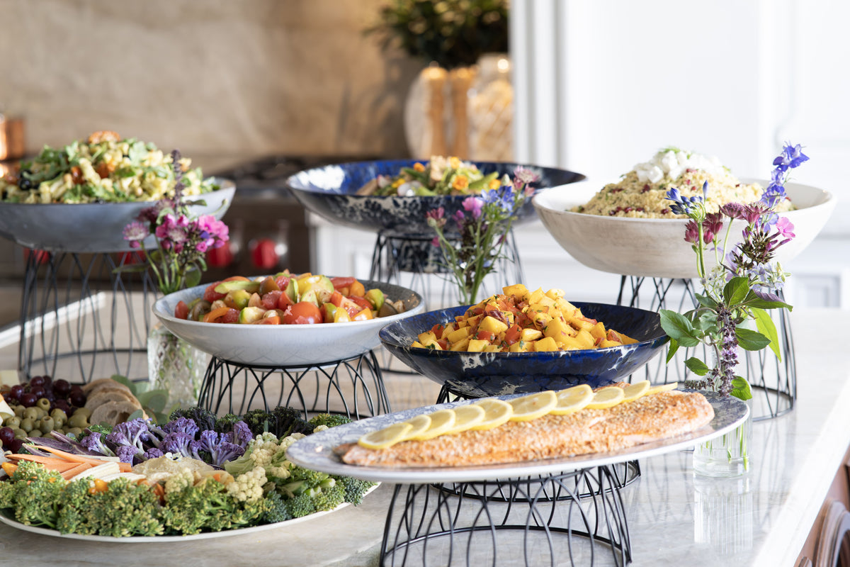 A curated buffet-style lunch table presentation