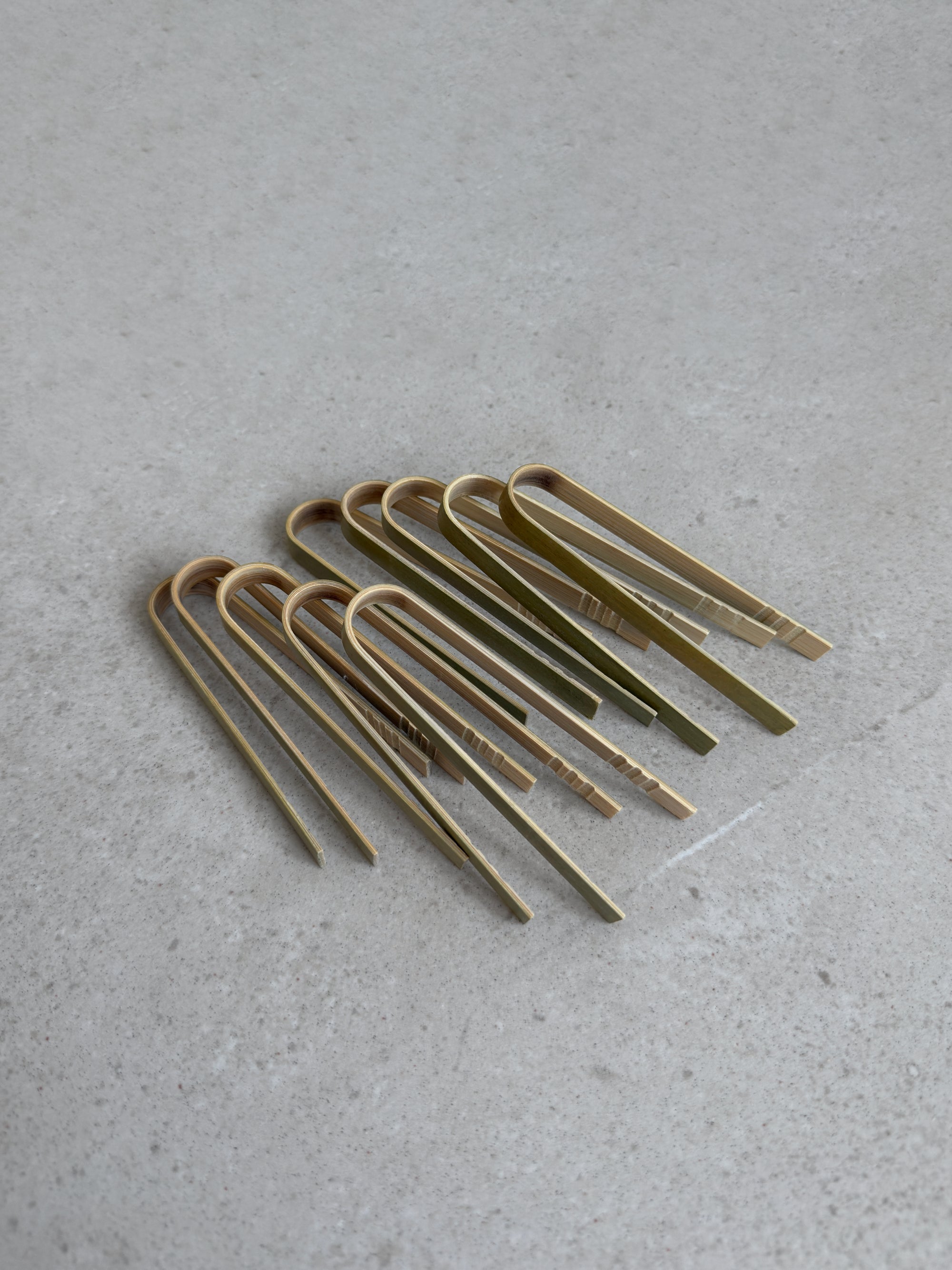 Mini Bamboo Serving Tongs - 10 units